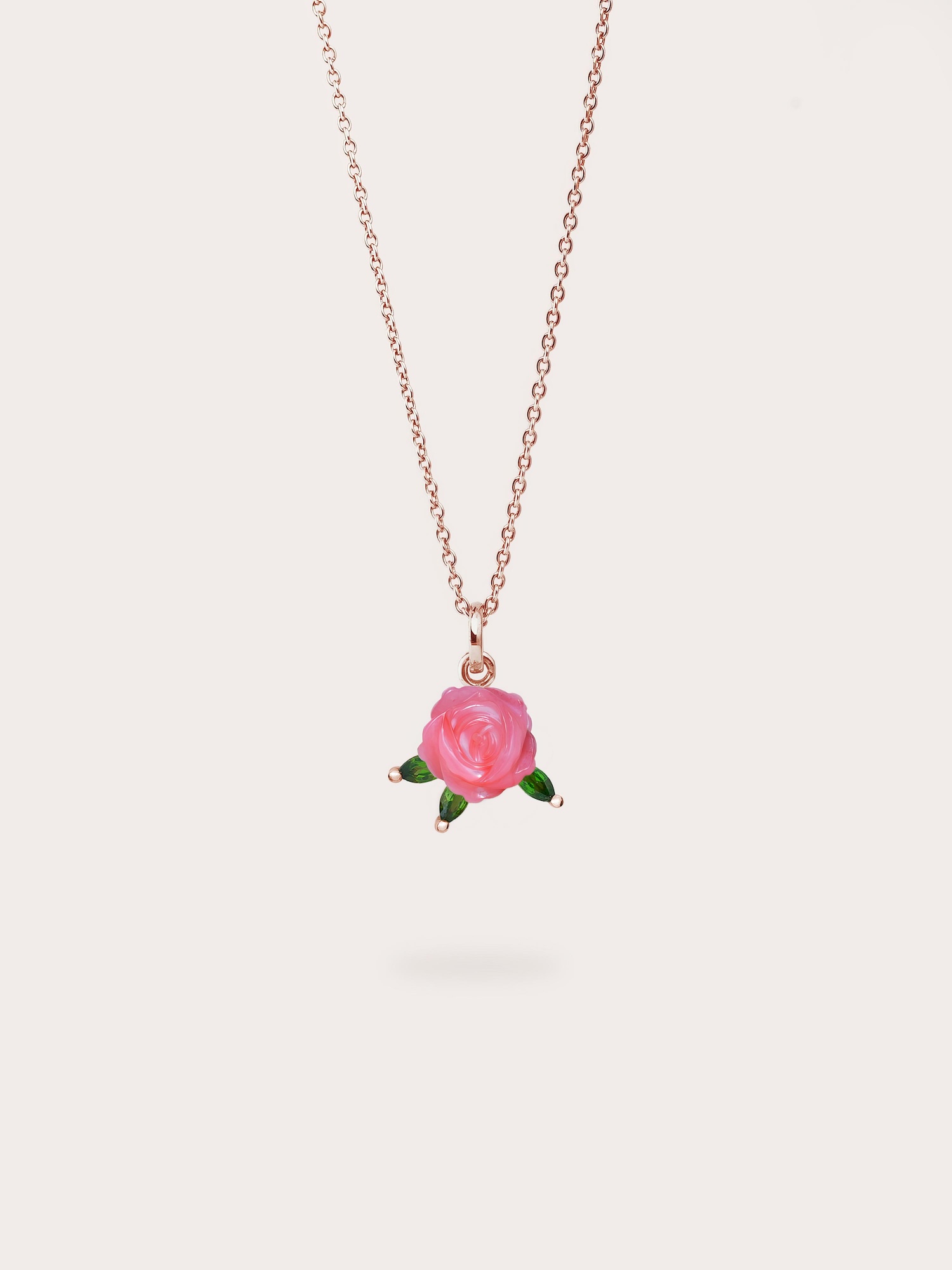 Carved Rose Necklace - Mother of Pearl and Diopside | Mondays Made