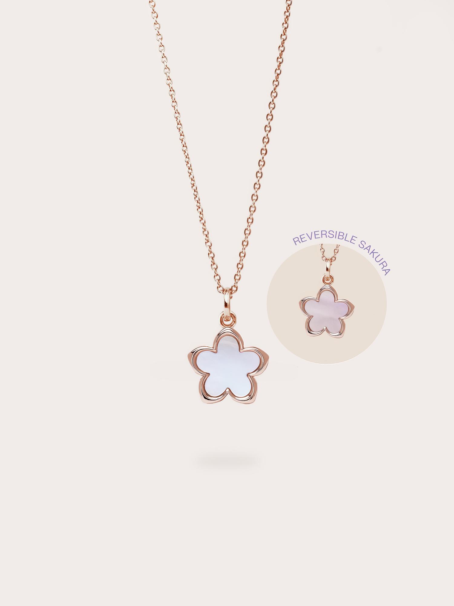 MOP Sakura Reversible Necklace in 18k Rose Gold Vermeil Mondays Made