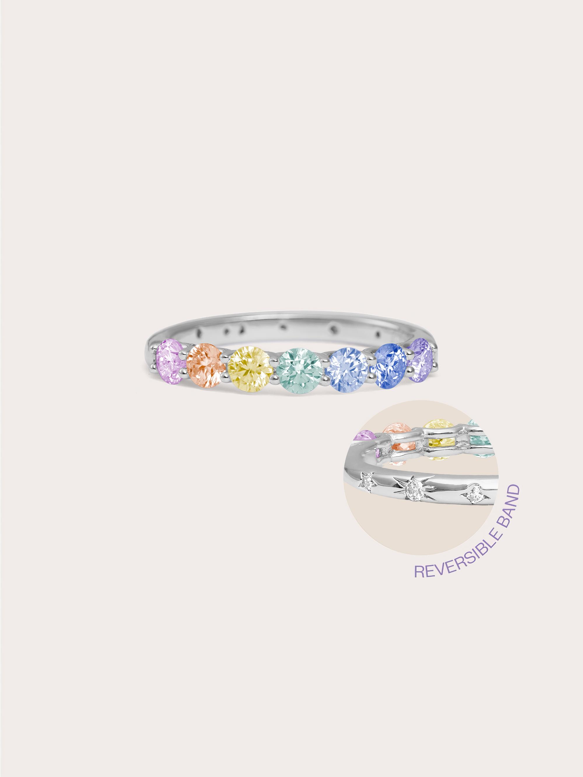 Rainbow Moissanite Eternity Band in S925 Rhodium Vermeil Mondays Made