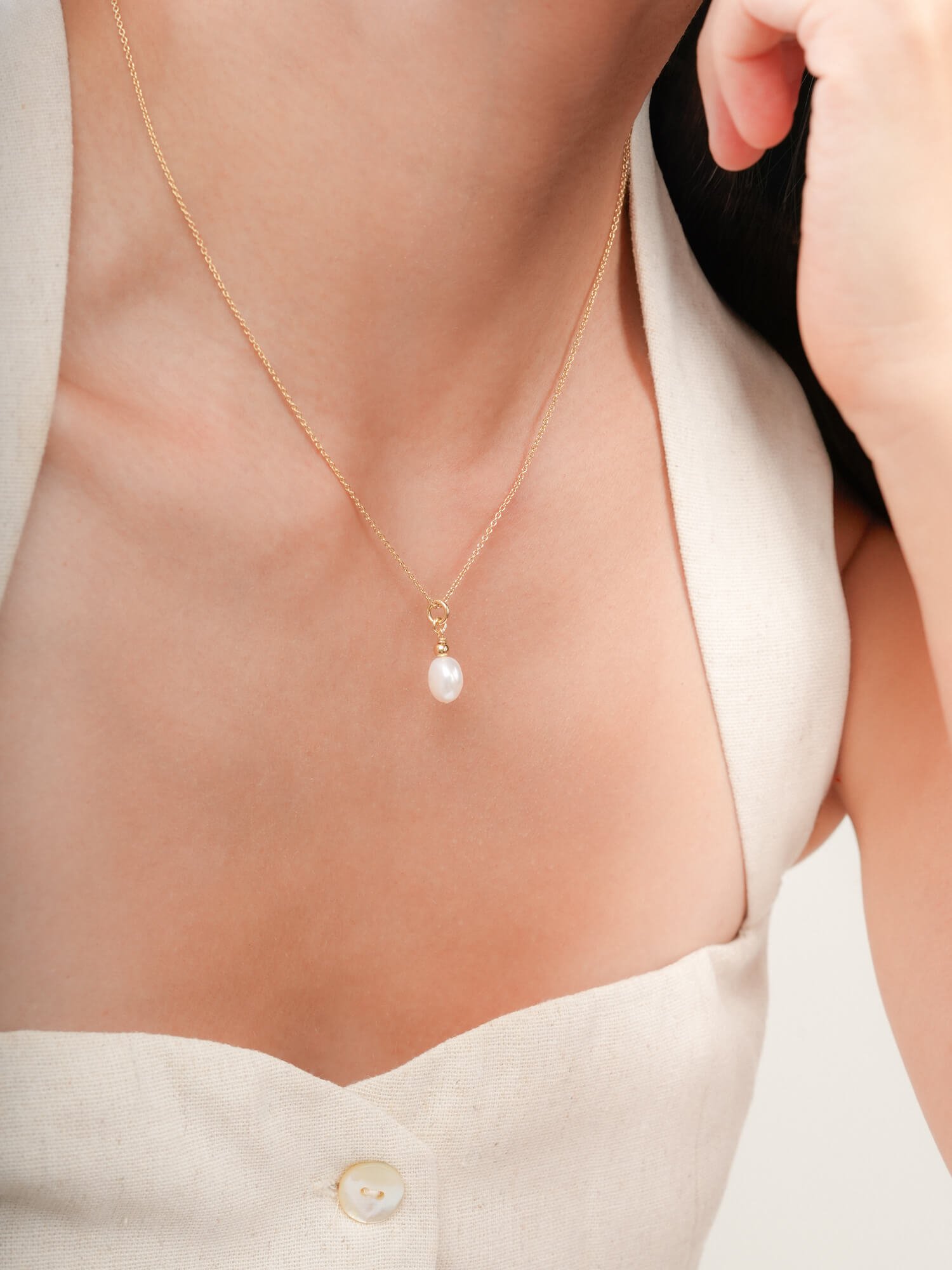 Baroque Pearl Drop Necklace in 18k Gold Vermeil Mondays Made