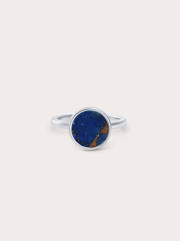 Lapis Lazuli Coin Spinner Ring in S925 Rhodium Vermeil Mondays Made